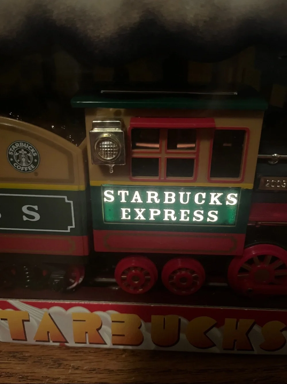 Starbucks Holiday Express Train with working lights and poster like new 2003